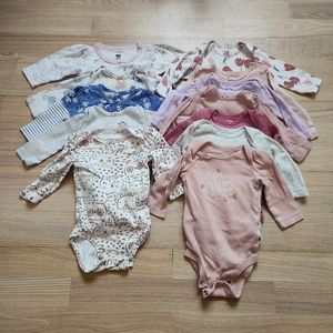 0-3 Baby Girl Long Sleeve Onesies
